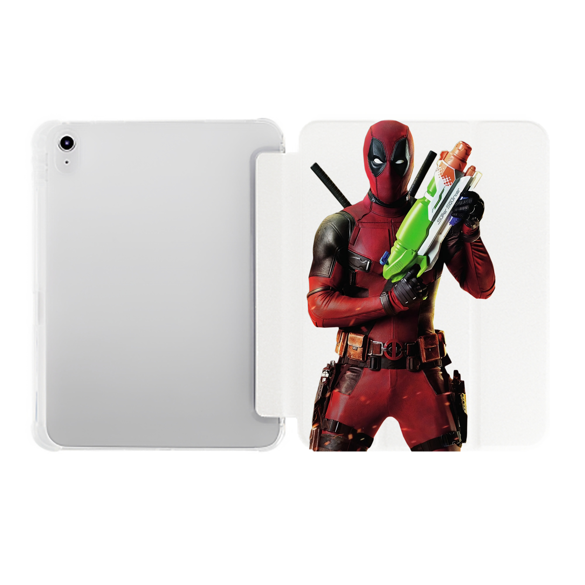 （画像用） Deadpool デッドプール IPad ケース ペン収納付き 三つ折りスタンド PUレザー×シリコン 対応機種9.5/10.5/10.9インチ